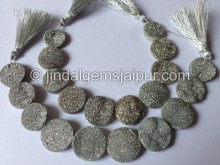 Silver Druzy Coin Shape Beads